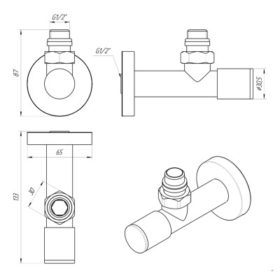 Кран кутовий хром. латунь НАР 1/2"-1/2" подовжений 2шт. (ZZ-5101) Laris 71401048 Кран кутовий хром. латунь НАР 1/2"-1/2" подовжений 2шт. (ZZ-5101) Laris 71401048