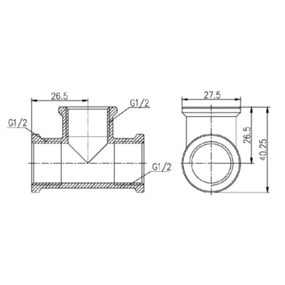 Фитинг резьбовой латунный тройник ВН 1/2" Thermo Alliance SF36115
