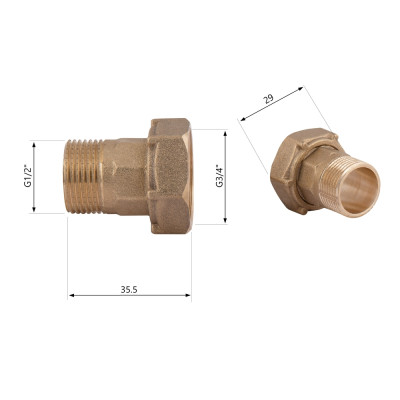 Комплект для лічильника ВН-НАР 1"x3/4" Thermo Alliance SD42915