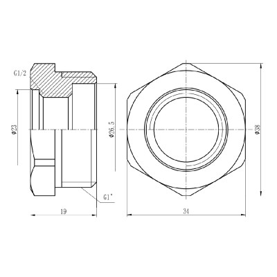 Фітинг різьбовий латунний футорка ВН-НАР 1"x1/2" Thermo Alliance SF3742515