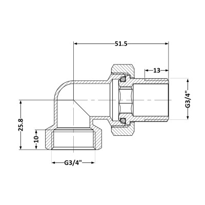 Фітинг різьбовий латунний згін "американка" ВН-НАР 3/4" Thermo Alliance SD191W20