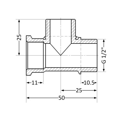 Фитинг резьбовой латунный тройник ВН-НАР 1/2" Thermo Alliance SD41415 Фитинг резьбовой латунный тройник ВН-НАР 1/2" Thermo Alliance SD41415
