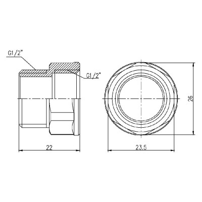 Фитинг резьбовой латунный переходник ВН-НАР 1/2" Thermo Alliance SF3601515