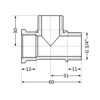 Фитинг резьбовой латунный тройник ВН-НАР 3/4" Thermo Alliance SD41420 Фитинг резьбовой латунный тройник ВН-НАР 3/4" Thermo Alliance SD41420