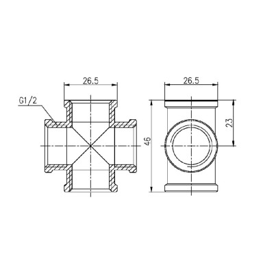 Фитинг резьбовой латунный крестовина ВН 1/2" Thermo Alliance SF35415