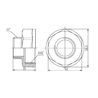 Фітинг різьбовий латунний перехідник ВН-НАР 1 1/2"x1" Thermo Alliance SF3604025