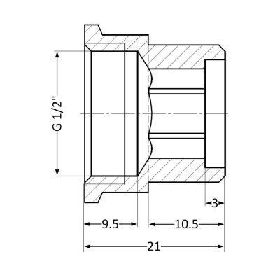 Фитинг резьбовой латунный удлинитель латунный ВН-НАР 1/2"x10 мм Thermo Alliance SD4221510