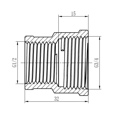 Фитинг резьбовой латунный муфта редукционная ВН 1/2"x3/4" Thermo Alliance SF3572015
