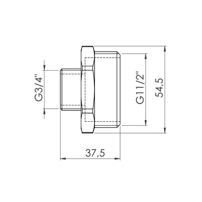 Фитинг резьбовой латунный ниппель редукционный НАР 1 1/2"x3/4" Thermo Alliance SF3594020