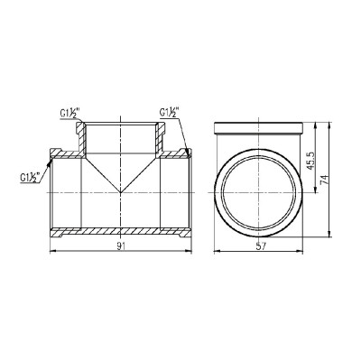 Фитинг резьбовой латунный тройник ВН 1 1/2" Thermo Alliance SF36140