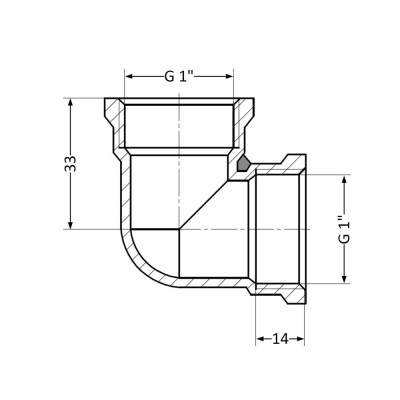 Фитинг резьбовой латунный угольник ВН 1" Thermo Alliance SD41825 Фитинг резьбовой латунный угольник ВН 1" Thermo Alliance SD41825