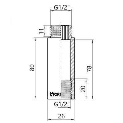 Фитинг резьбовой латунный удлинитель ВН-НАР 1/2"x80 мм Thermo Alliance TAF1301580 Фитинг резьбовой латунный удлинитель ВН-НАР 1/2"x80 мм Thermo Alliance TAF1301580