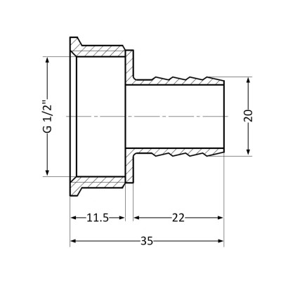 Фитинг резьбовой латунный штуцер ВН 1/2"x20 мм Thermo Alliance SD4261520