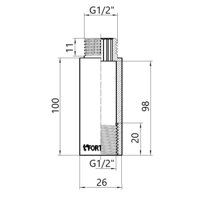 Фитинг резьбовой латунный удлинитель ВН-НАР 1/2"x100 мм Thermo Alliance TAF13015100 Фитинг резьбовой латунный удлинитель ВН-НАР 1/2"x100 мм Thermo Alliance TAF13015100