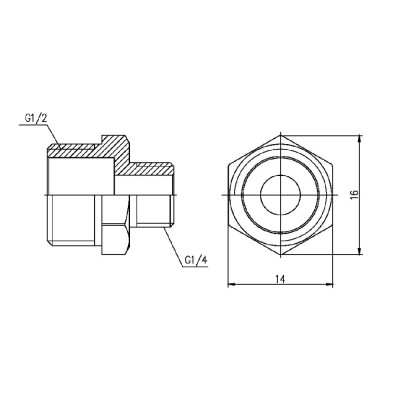 Фітинг різьбовий латунний ніпель редукційний НАР 1/2"x1/4" Thermo Alliance SF359156