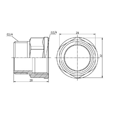 Фитинг резьбовой латунный переходник ВН-НАР 3/4" Thermo Alliance SF3602020