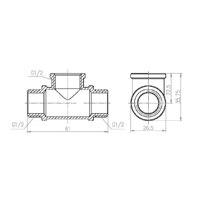 Фітинг різьбовий латунний трійник ВН-НАР 1/2" Thermo Alliance SF36615
