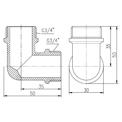 Фитинг резьбовой латунный угольник НАР 3/4" Thermo Alliance SF37320