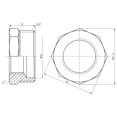 Фітинг різьбовий латунний футорка ВН-НАР 1 1/2"x1" Thermo Alliance SF3744025 Фітинг різьбовий латунний футорка ВН-НАР 1 1/2"x1" Thermo Alliance SF3744025