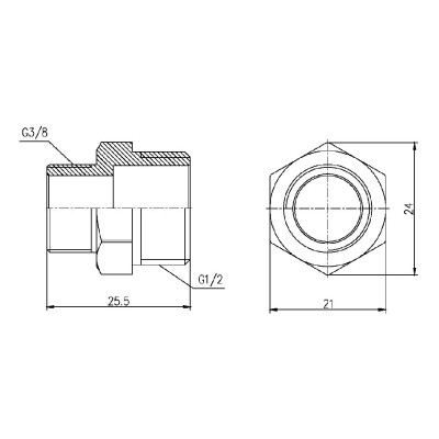 Фітинг різьбовий латунний ніпель редукційний НАР 1/2"x3/8" Thermo Alliance SF359159