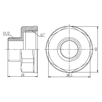Фитинг резьбовой латунный переходник ВН-НАР 1"x1/2" Thermo Alliance SF3602515