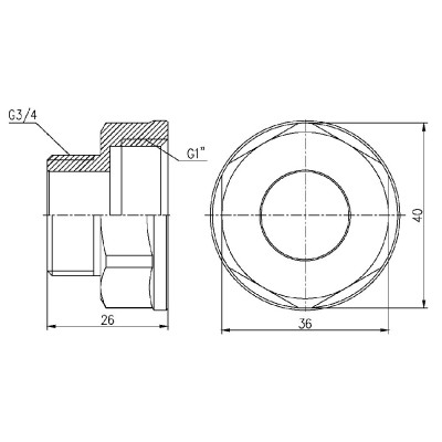 Фітинг різьбовий латунний перехідник ВН-НАР 1"x3/4" Thermo Alliance SF3602520